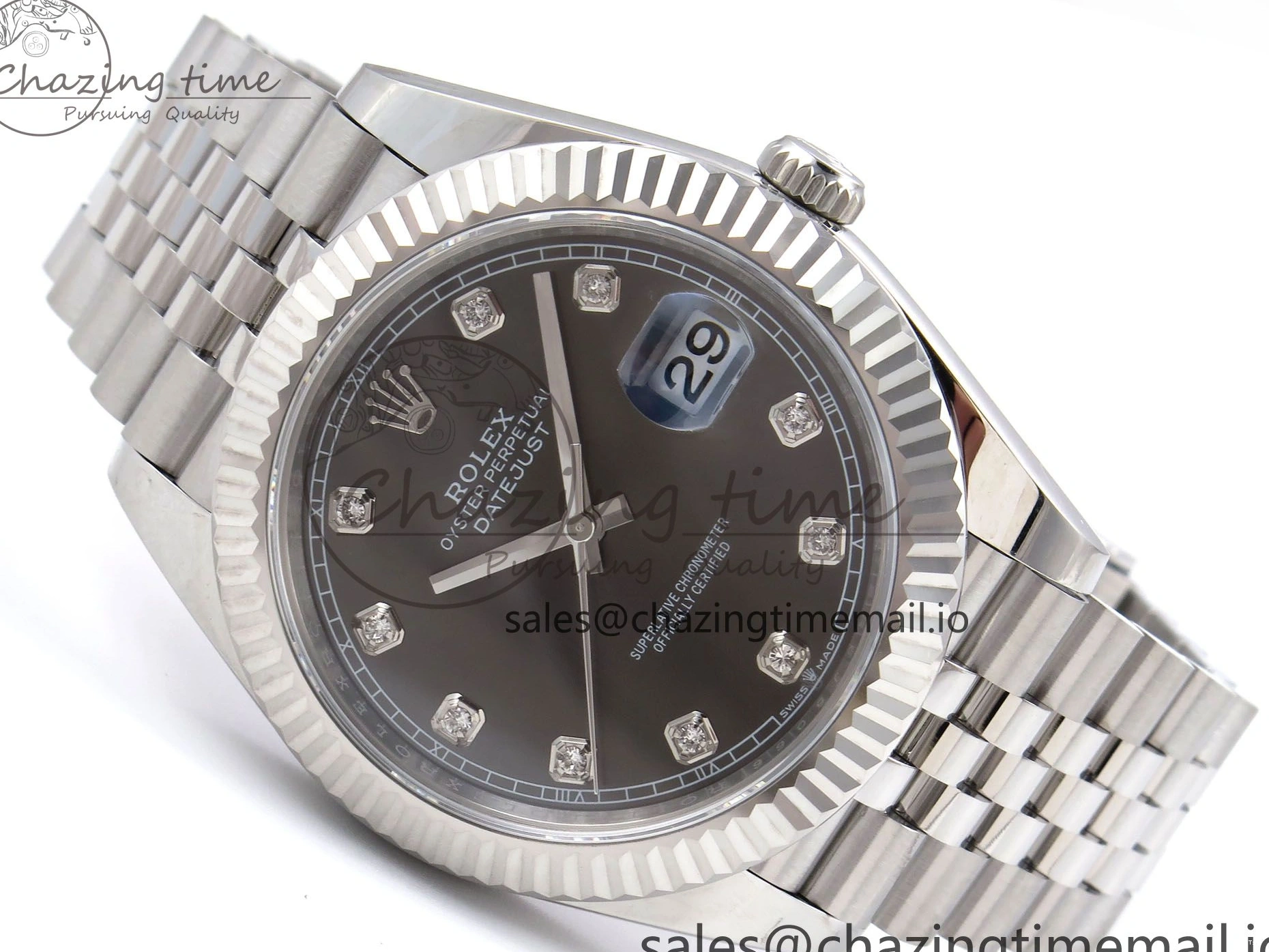 MiroTime 0515 Timeless DateJust 41 126334 EWEF Best Edition Gray Diamonds Dial on Jubilee Bracelet A 1042
